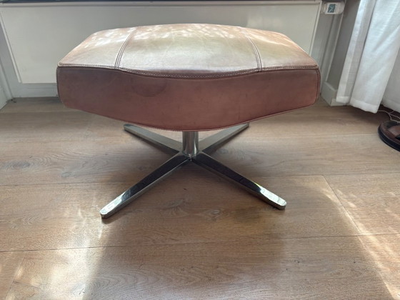 Image 1 of Fauteuil Molinari Miro stof/leer met poef leer