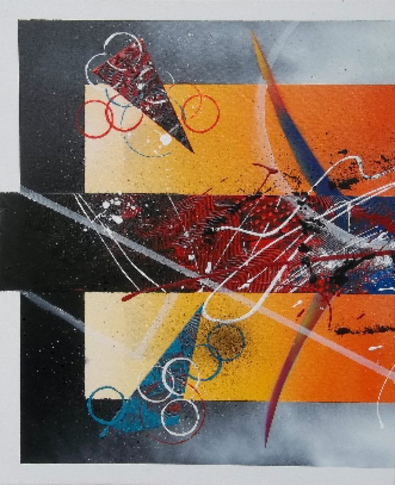 Image 1 of JUGGLING – Artwork by the painter 2Luss'Art - Triptych - Abstract painting, 152 x 61 cm