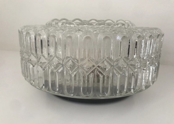 Image 1 of Vintage Glazen Plafonnière / Plafondlamp - Massive