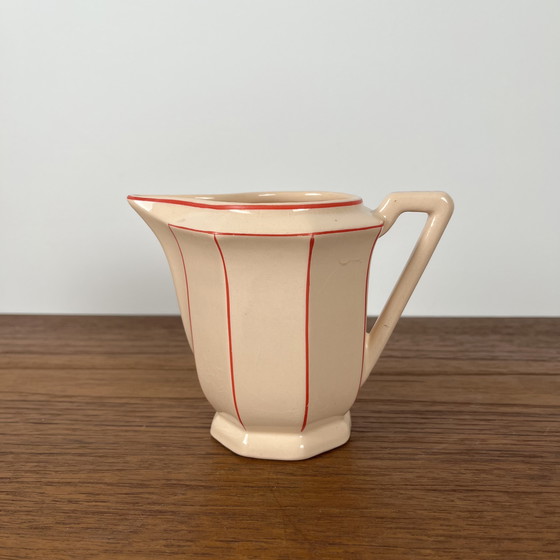 Image 1 of Digoin-Sarrguemines Art Deco Pink and Red Coffee/Tea Set