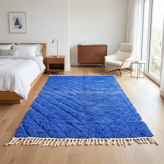 Prachtig blauw wollen vloerkleed 150/250cm – Vloerkleden en tapijten, Katoen (photo 2 of 6)