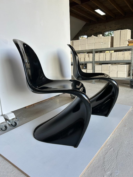 2x Verner Panton Classic Stuhl, Herman Miller/Fehlbaum, schwarz