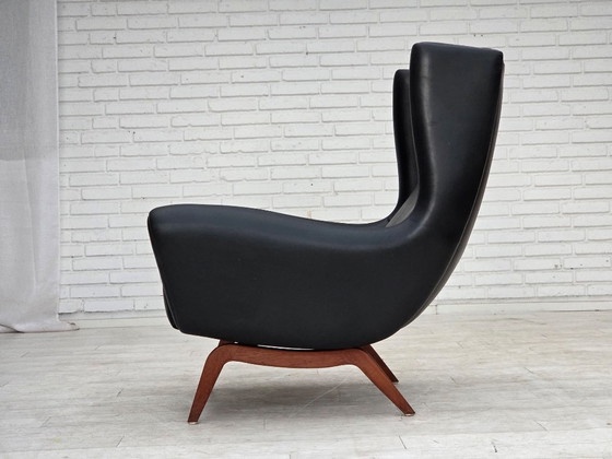 Jaren 60, Deens ontwerp van Illum Wikkelsø, fauteuil, model 110, leer, teak – Wood (photo 16 of 21)