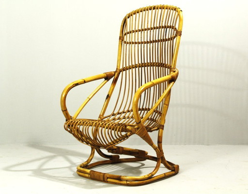 Sillas italianas de bambú al estilo de Tito Agnoli para Bonacina