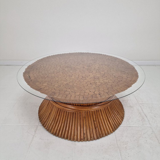 Image 1 of Sheaf of Wheat Bamboo Coffee Table by McGuire, USA, circa 1970
