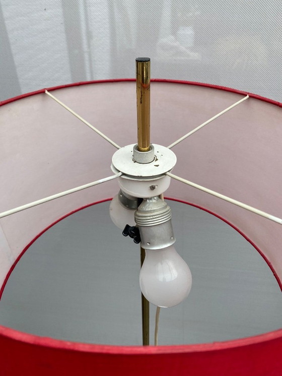 Image 1 of Vintage floor lamp with red shade
