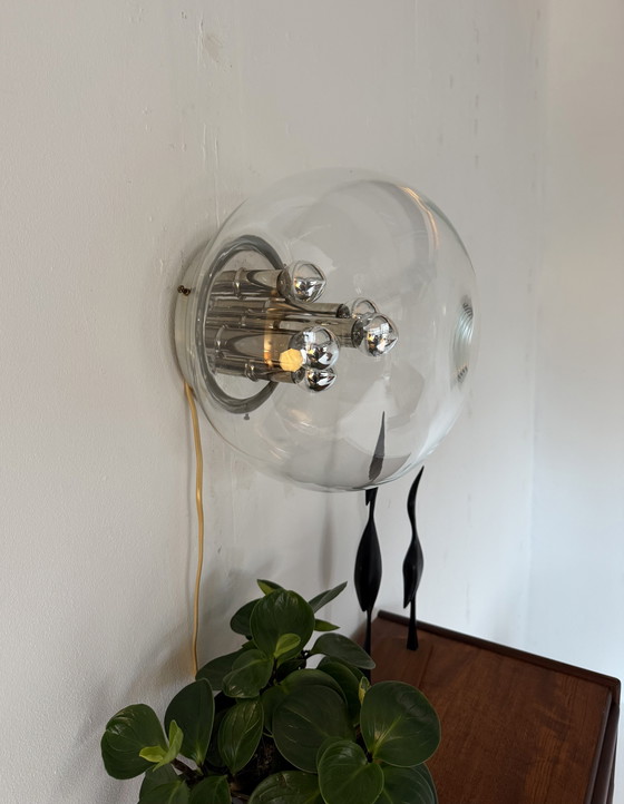 Image 1 of Lampada da parete vintage in stile "Globe" dell'era spaziale, Glashütte Limburg '70