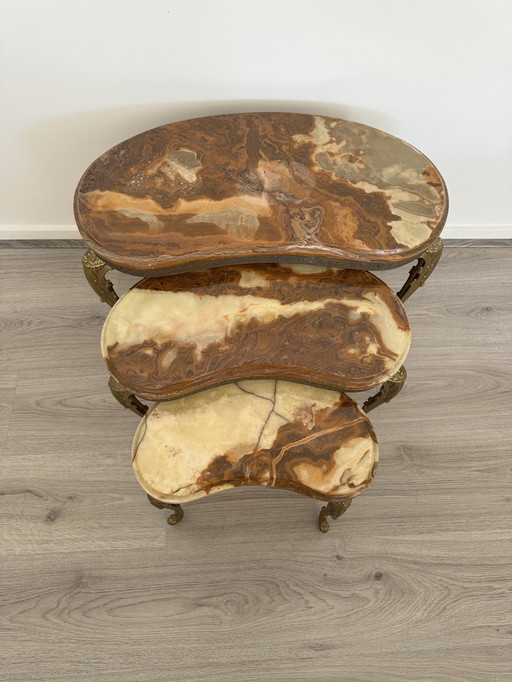 Vintage Marble Side Tables Set