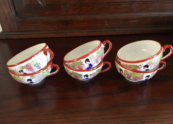 Image 1 of "Japanisches Teeservice Geisha Lithophanie – Eierschalen Porzellan – handbemalt"