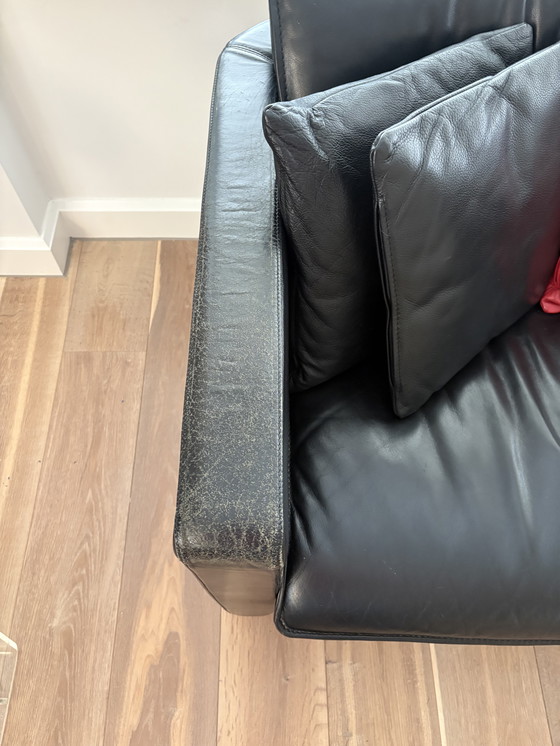 Image 1 of Leolux bankje zwart leer (farolito?)