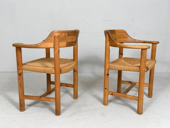 Image 1 of Rainer Daumiller & Poultries Pedersen für Grammrode 4 Stühle / Esszimmerstühle, Kiefer, Papierkordel, 1970er Jahre, Dänemark