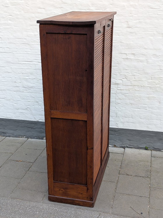 Image 1 of Mobile antico francese in rovere con doppia anta a serrandina - Armadio per archivio notarile (circa 1920)