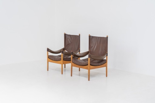 Pair of “Modus” armchairs by Kristian Vedel for Søren Willadsen (Denmark, 1960s).