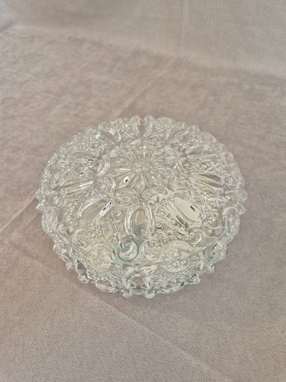 Image 1 of Glashütte Limburg 2484 Vintage Mid-Century Textured Glass Wall/Ceiling Flush Mount Light, Germany, 1960s–70s, Ø21 cm
