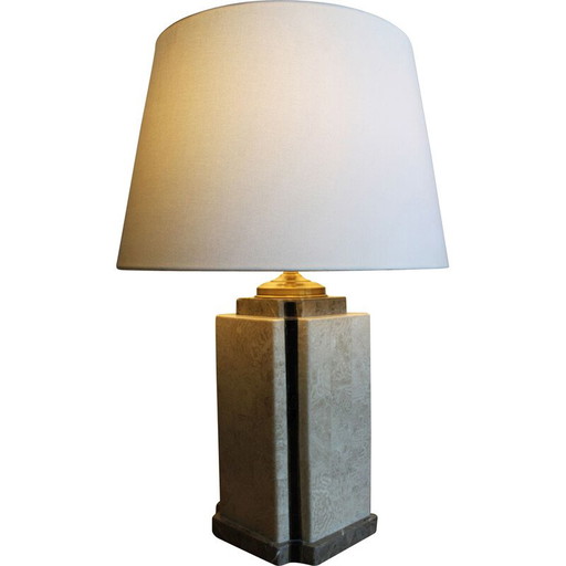 Lampe vintage en marbre décorée de céramique