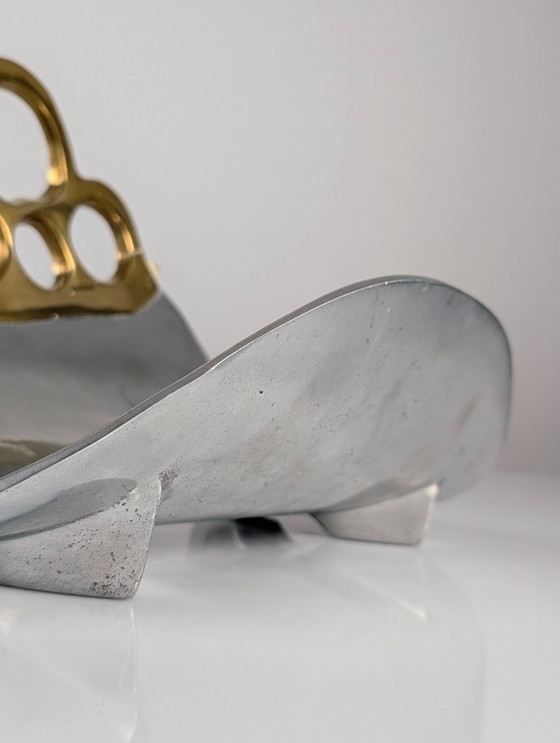 Image 1 of Porte-bûches en aluminium et laiton de David Marshall, Espagne, années 1980