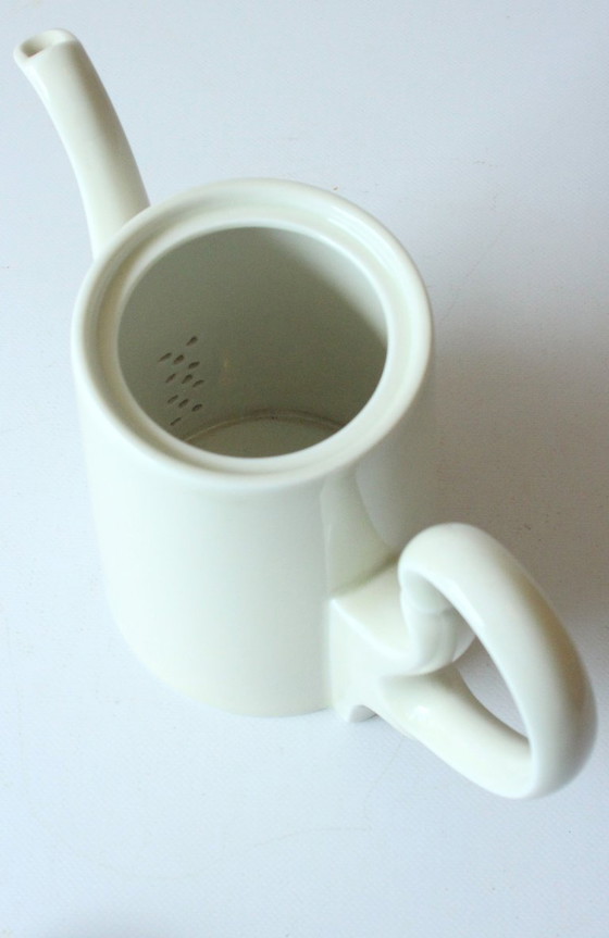 Image 1 of Caffettiera HKE in porcellana di alta qualità con coperchio scaldavivande in metallo argentato.