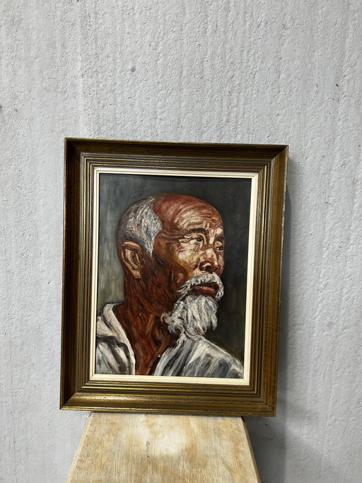 70x57 Oil Painting - Wise Man – schilderijen tekeningen, Wood, Canvas