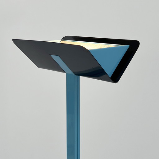 Postmoderne blauwe vloerlamp van metaal, 1980S