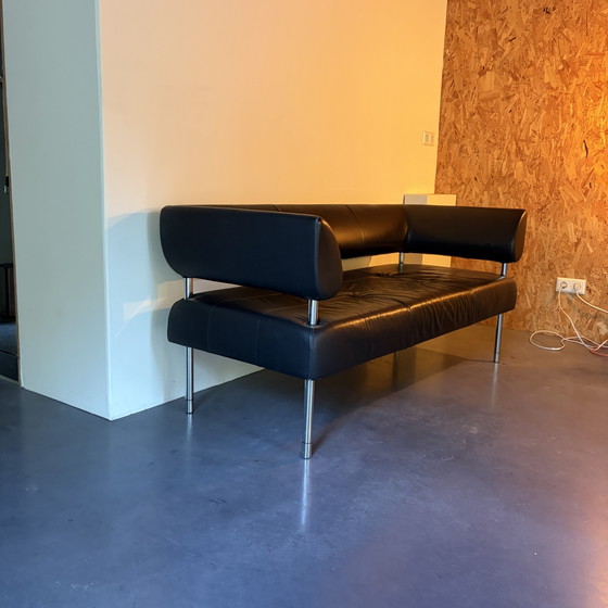 Black Leather Sitland Sofa 'Business Class' by Sergio Bellin – 2 seaters, Chrome (photo 3 of 5)