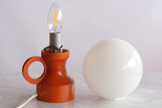 Image 1 of 2 lampes vintage en bois et verre