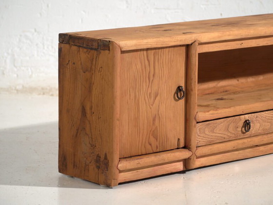 Antique solid wood low cabinet – Gansu Chinese low console with drawers – circa 1880–1920 (photo 18 of 40)