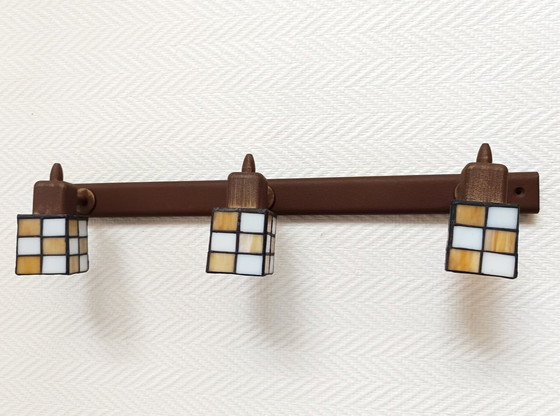 Image 1 of Art-Deco-Deckenleuchte im Tiffany-Stil, dreiteilig