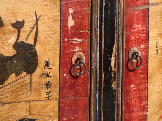 Credenza antica laccata con motivi di loto dipinti – Cina, circa 1920 – Credenze (photo 21 of 40)