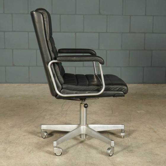 Vintage Office Chair – Black Leather – Drabert – 1970s – Metal (photo 6 of 14)