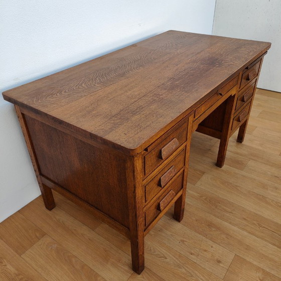 Image 1 of Antique wooden banker's desk desk workstation
