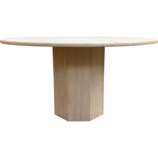 Table basse vintage en travertin, Italie 1970
