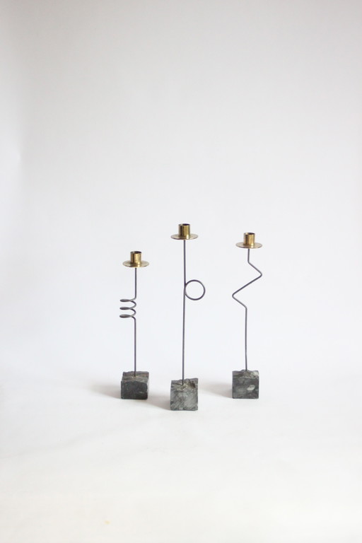 IKEA Vintage Postmodern Candlesticks by Ehlen Johansson, 1987