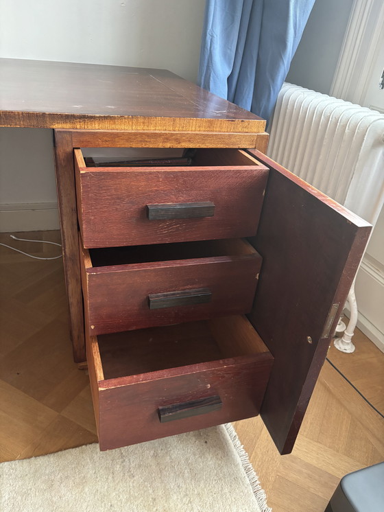 Image 1 of Art Deco School Amsterdamse cantoor con ufficio, dressoir con rood marmer blad e 2 stoelen