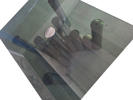 Image 1 of Marco Zanuso Coffee Table - 1970s Design - Chrome and Smoked Glass