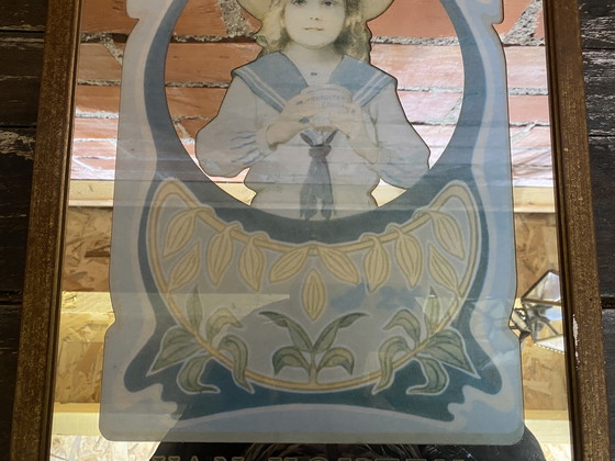 Image 1 of Miroir Publicitaire Bistrot Ancien Chocolat VAN HOUTEN Suchard vintage #D374