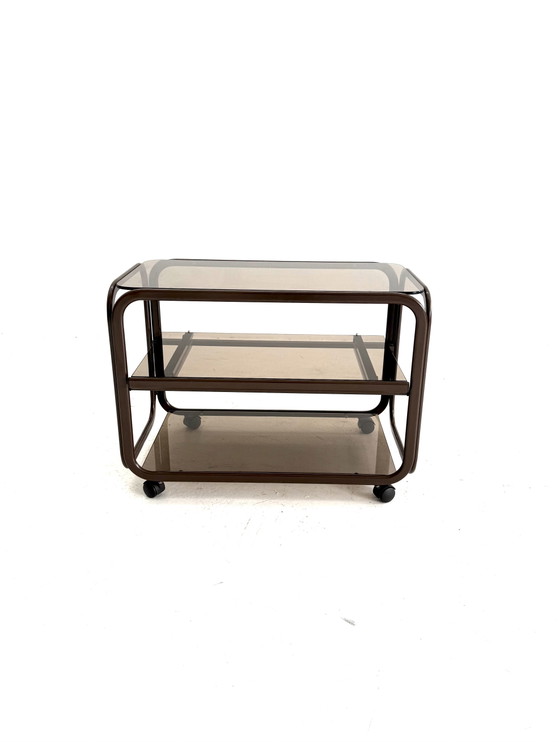 Vintage Smoked Glass & Metal Audio Furniture ‘80s – Consoles (photo 3 of 9)