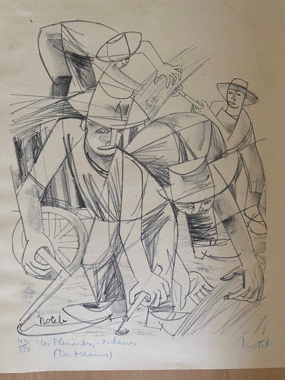 Marcel Notebaert - 8 dessins en noir et blanc de personnages et de scènes. – Peintures et dessins, Paper (photo 4 of 10)