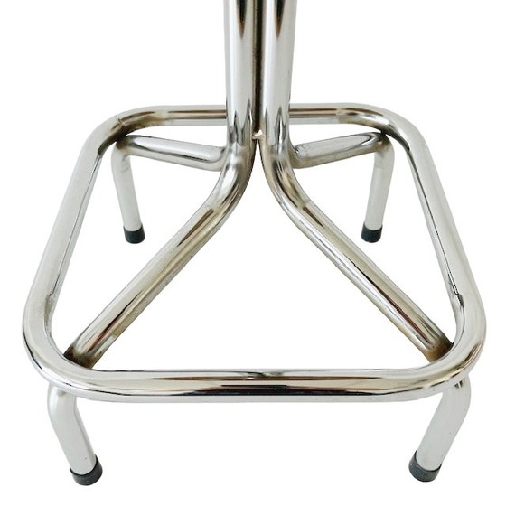 Image 1 of Vintage tube frame stool chrome black