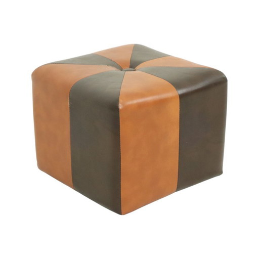 Sgabello quadrato Skai in ecopelle marrone cammello