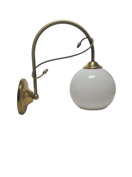 Art Deco wandlamp, Polen, jaren 1950 – wandlampen, Glass, Brass (photo 2 of 10)