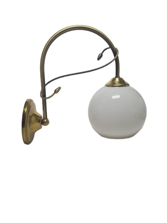 Art Deco wandlamp, Polen, jaren 1950 – Wandlampen, Glass, Brass (photo 2 of 10)