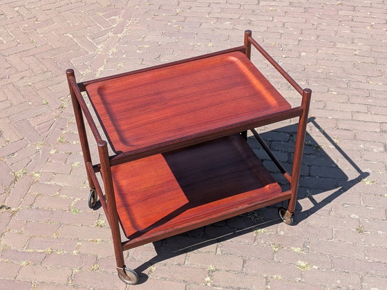 Vintage Deense serveerwagen/barkar van teakhout – Wood (photo 6 of 10)