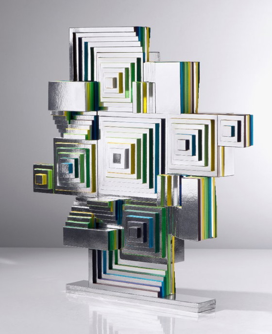 Image 1 of Papiercollage auf Schaumstoffplatte / Mayablau 2025