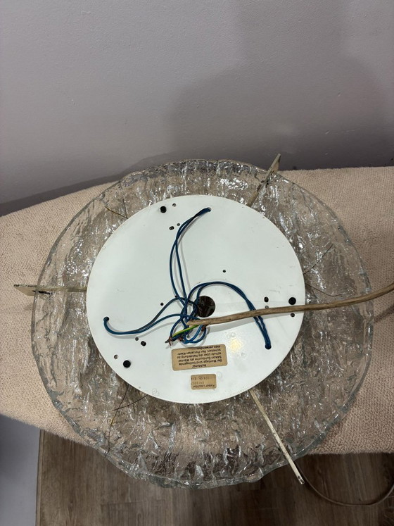 Plafonnier Kaiser Leuchten en verre givré avec supports chromés, 40 cm, années 1970, Chrome, Transparent (photo 6 sur 7)
