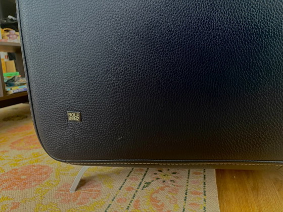 Vintage Rolf Benz 6000 dark blue indigo 2-seater – Sofas, Leather, Metal (photo 4 of 5)
