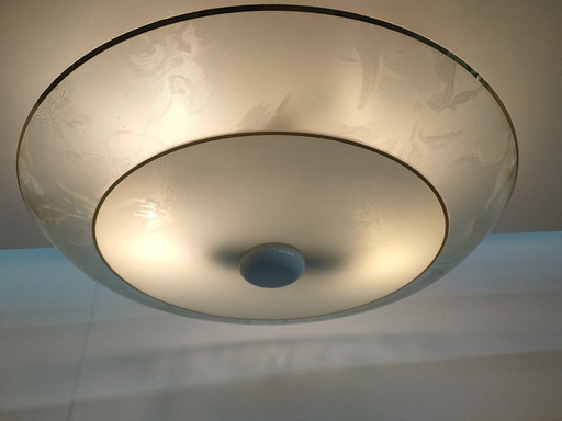 Large vintage 1960s/70s glass ceiling light.