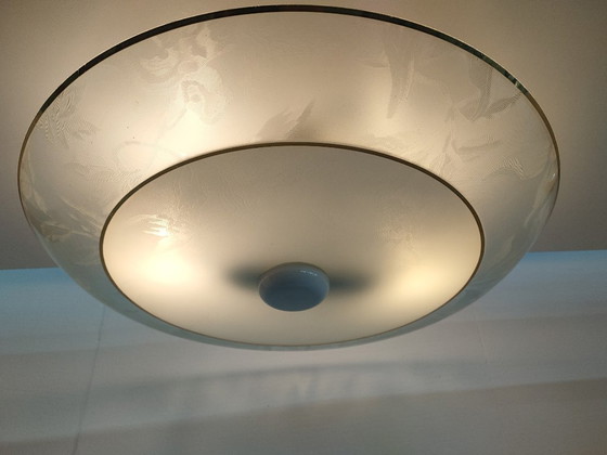 Image 1 of Large vintage 1960s/70s glass ceiling light.