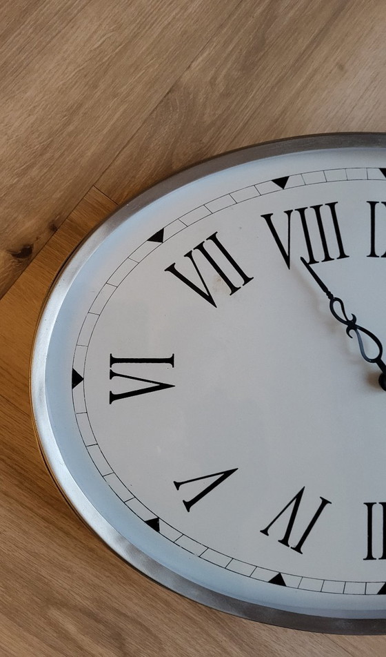 Oval Pocket Watch Wall Clock, rvs, White (photo 5 of 8)