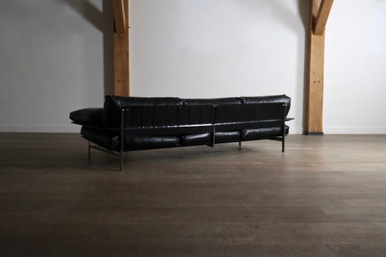 Image 1 of Dreisitzer-Sofa Diesis aus schwarzem Leder von Antonio Citterio für B&B Italia, 1970er Jahre