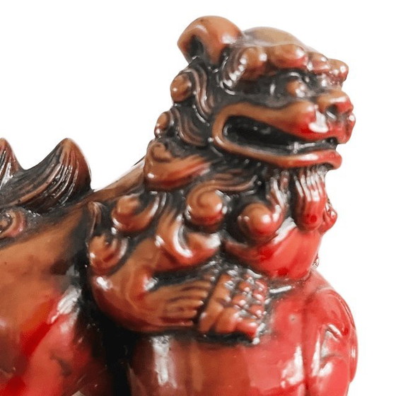 Image 1 of Statuetta vintage cinese di cane Foo, leone guardiano, in resina, anni '70